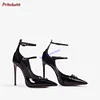 Leather Thin High Heels Hollow Double Adjustable Buckles Strappy Pumps Pointed Toe Women Stilettos 2024 New Summer Shoes Luxury