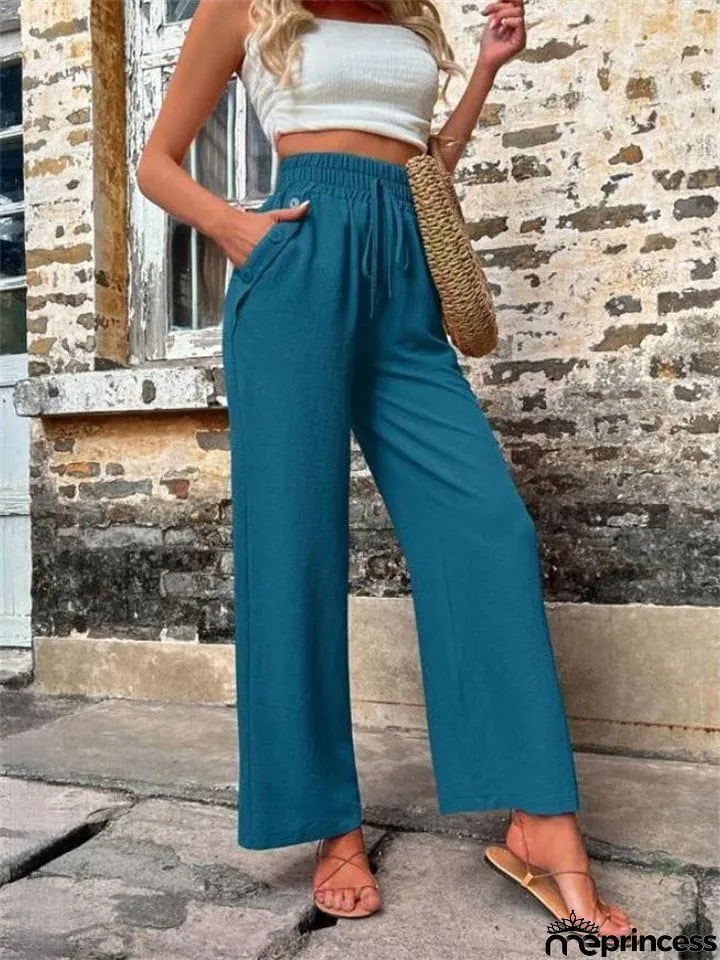 Ladies Stylish New High-rise Solid Casual Pants