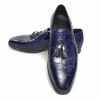 Fashion Mens Blue Tassel Leather Loafers Dress Shoes 