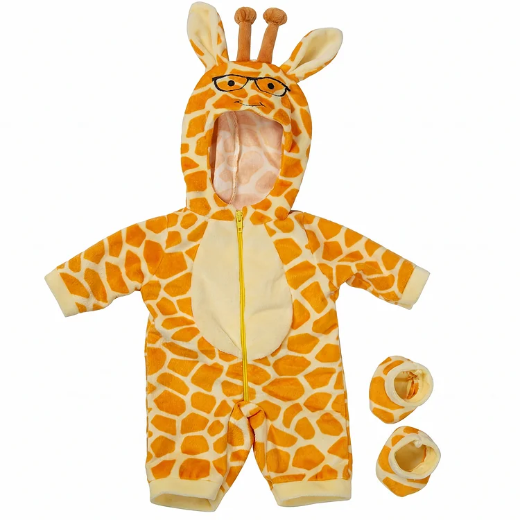 For 16" Full Body Silicone Baby Girl Doll Giraffe Long Sleeve Knit Set Accessories