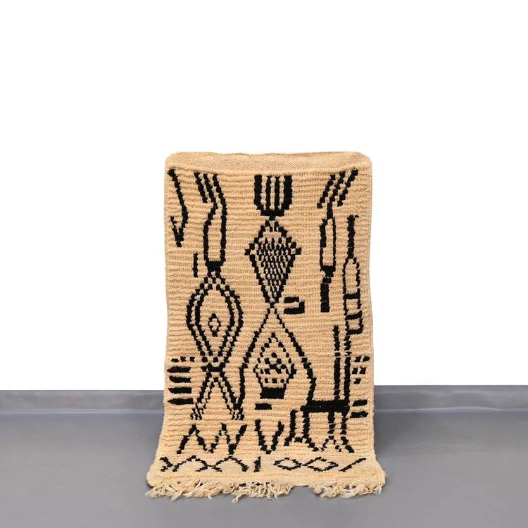 Berber Design Moroccan Wool Rug  2 x 3.6 Feet /  62 x 110 cm