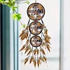 Diamond Painting Wolf Feather Wind Chime Hanging Pendant for Home Window Decor