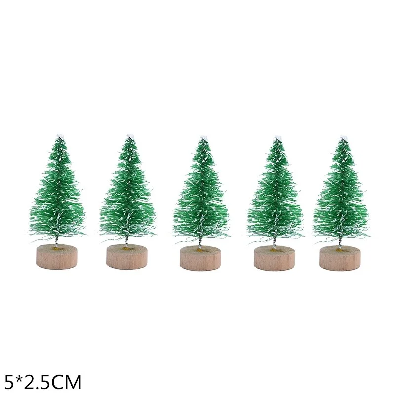 5Pcs 5-16cm Sisal Fiber Mini Christmas Tree Snow Frost Pine Tree DIY Craft Christmas Party Table Decoration Christmas Ornaments