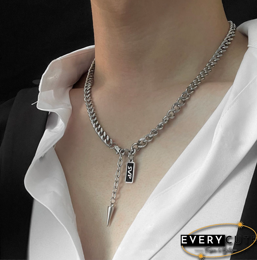 Men's & Women's Hip Hop Titanium Steel Clavicle Necklace Letter Chain