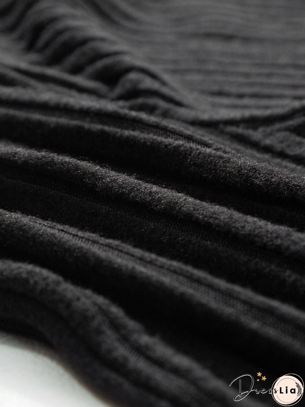 Chic Black Ribbed Wide Leg Jumpsuit with Short Sleeves