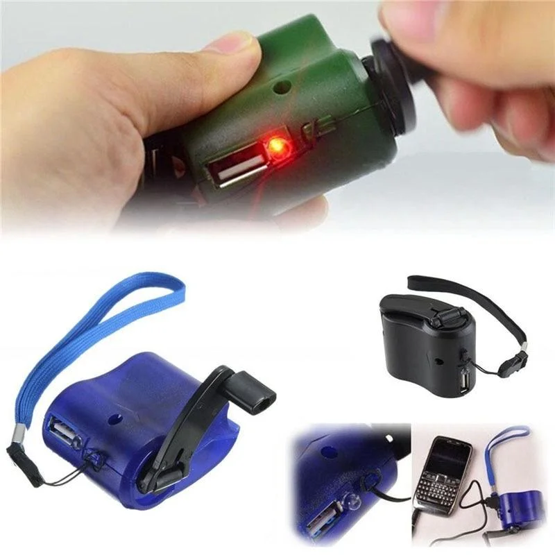 USB Charging Emergency Hand Crank Power Dynamo Portable For Outdoor Mobile Phone