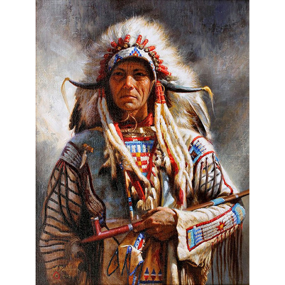 

Old Native American - Round/Square Drill Diamond Painting - 40*50CM, Square diamond 40*50cm, 501 Original