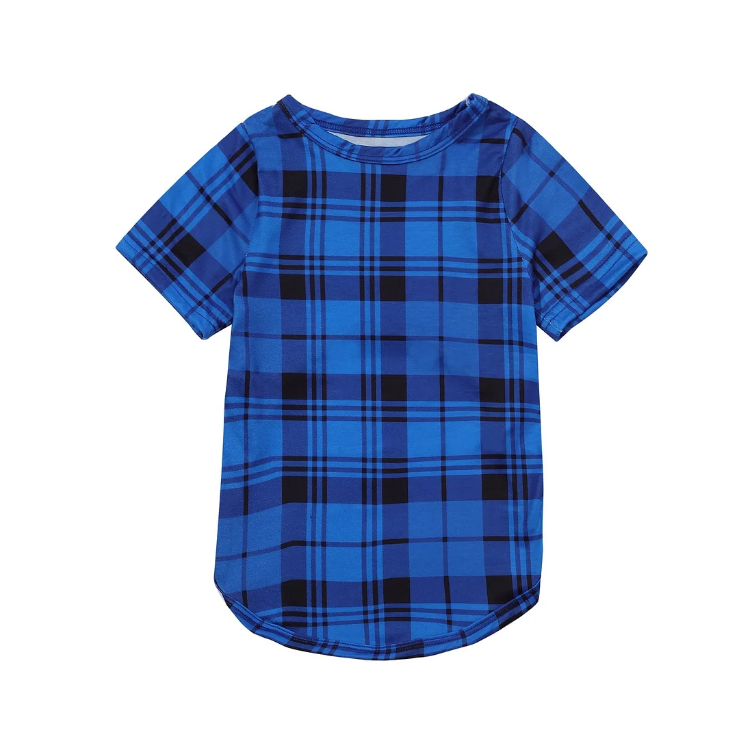 "Family Christmas" 2024 Letter Print Blue & Black Plaid Family Matching White Pajamas With Dog
