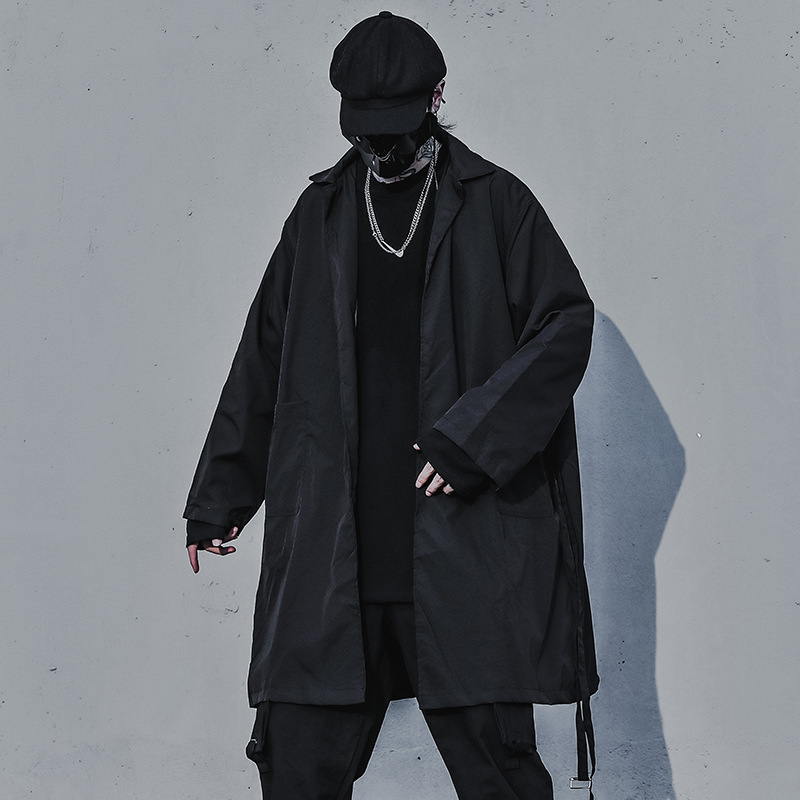 Dark Hip Hop Solid Color Lapel Coat
