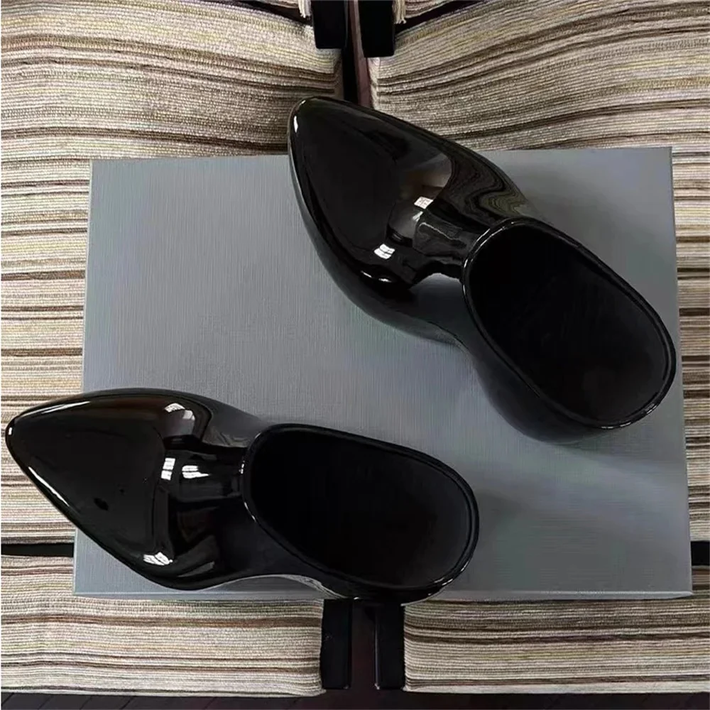 Breakj Slippers Closed Toe Shoes For Women Thick Bottom Half Slippers Pointed Toe High Heel Luxury Ladies Platform Shoes 2024