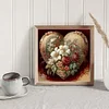 (Stamped/Counted) Flower Heart - 11CT Cross Stitch 50*50cm