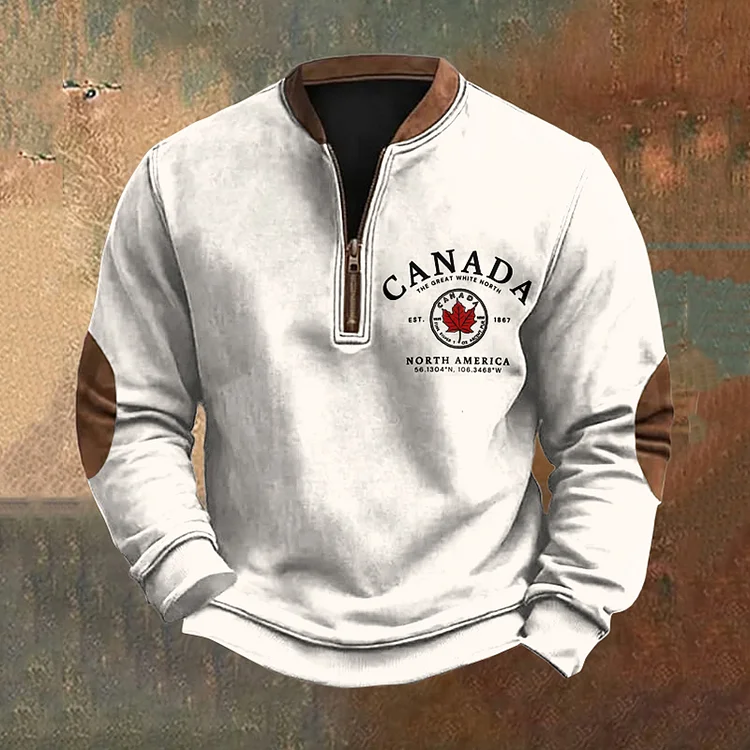 Men's Canada Print Zip Collar Sweatshirt