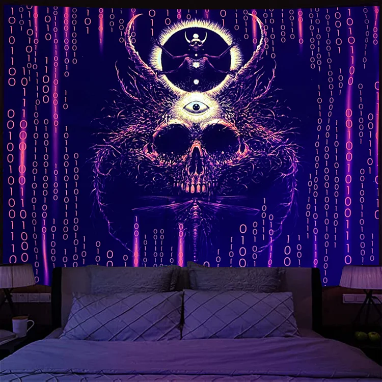 Skeleton King - Black Light Tapestry