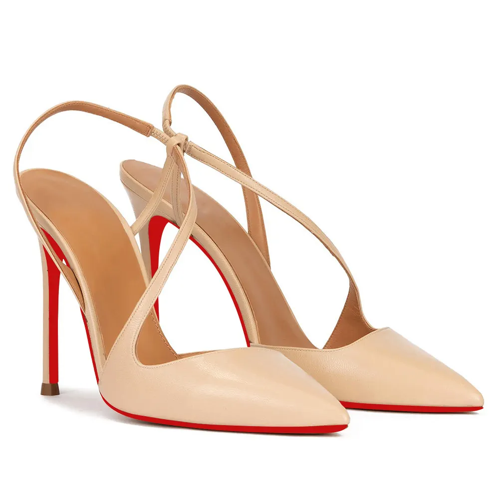 100mm Spotlight Wavy Straps Sandals High Heel Sandals Red Bottom Pumps-vocosishoes