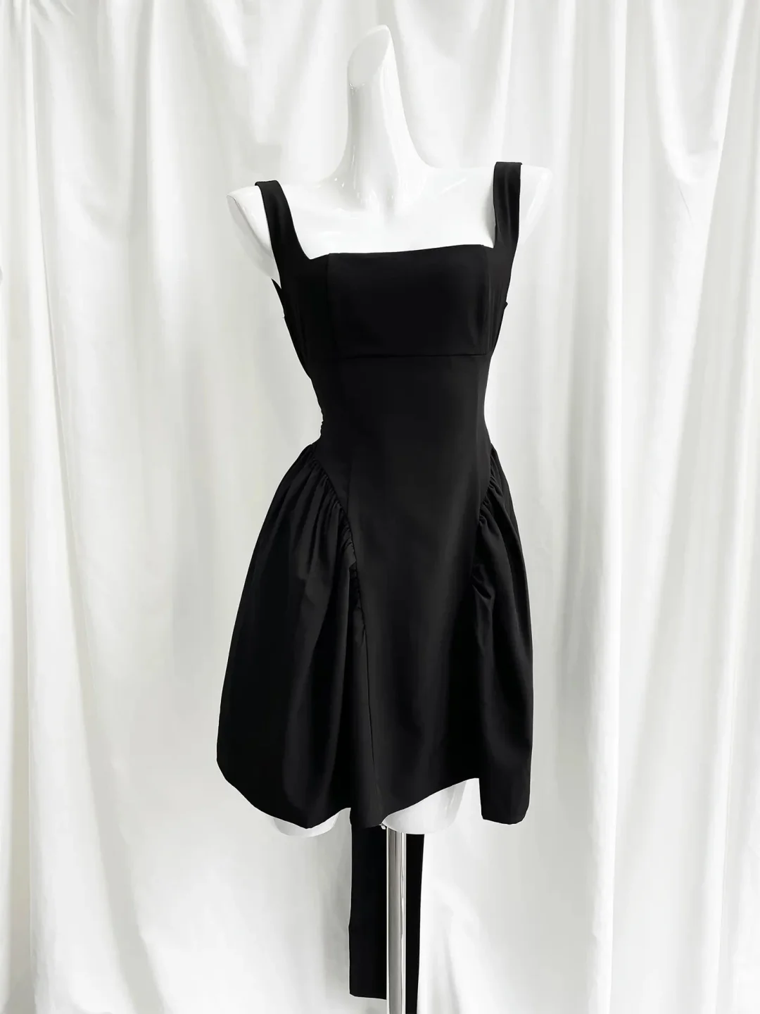 Suninheart Summer Sexy Square Collar Backless Party Dresses Mini White Drape A Line Night Date Dress Big Bow Women New In Dress