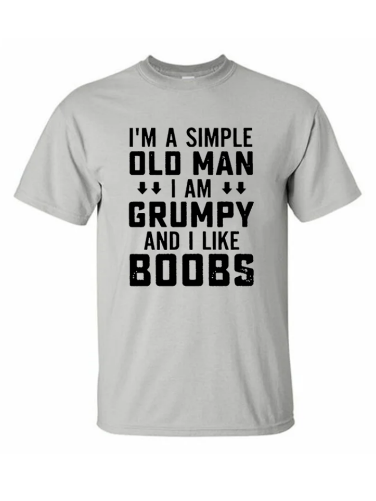 BrosWear I'm A Simple Old Man I Am Grumpy And I Like Boobs Printed Men's T-shirt