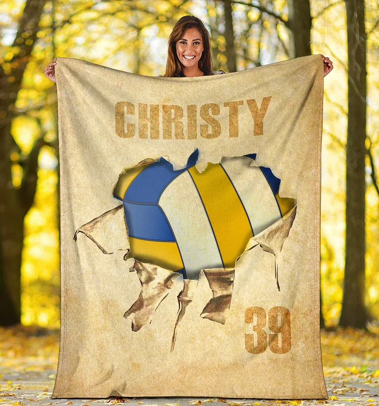 Personalized Volleyball Blanket, Volleyball Girl Sherpa Fleece Blanket | BKKid513