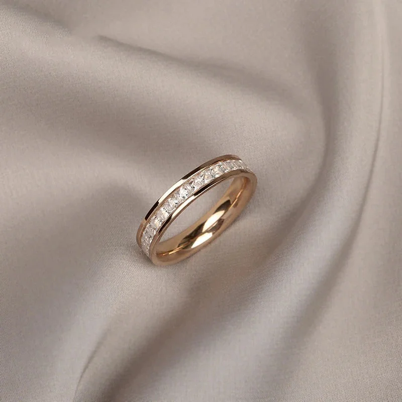 Minimalist Zircon Bejeweled Stackable Rings