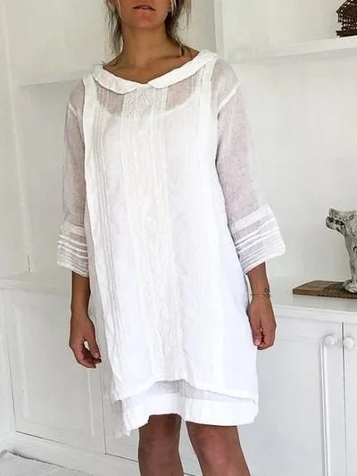 Long sleeve mid-length embroidered dress