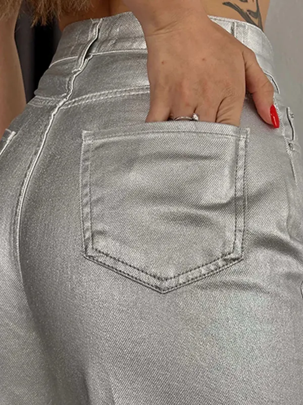 Mittoshop Full Size Solid Color Pants with Pocket Plus Size