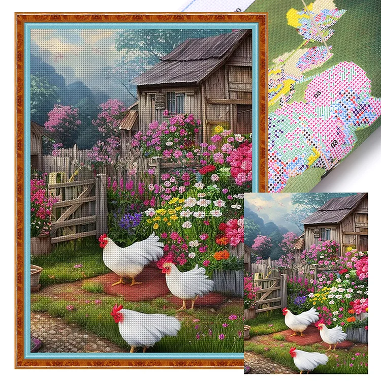 Farm Chicken Coop 11CT (40*60CM) Stamped Cross Stitch gbfke