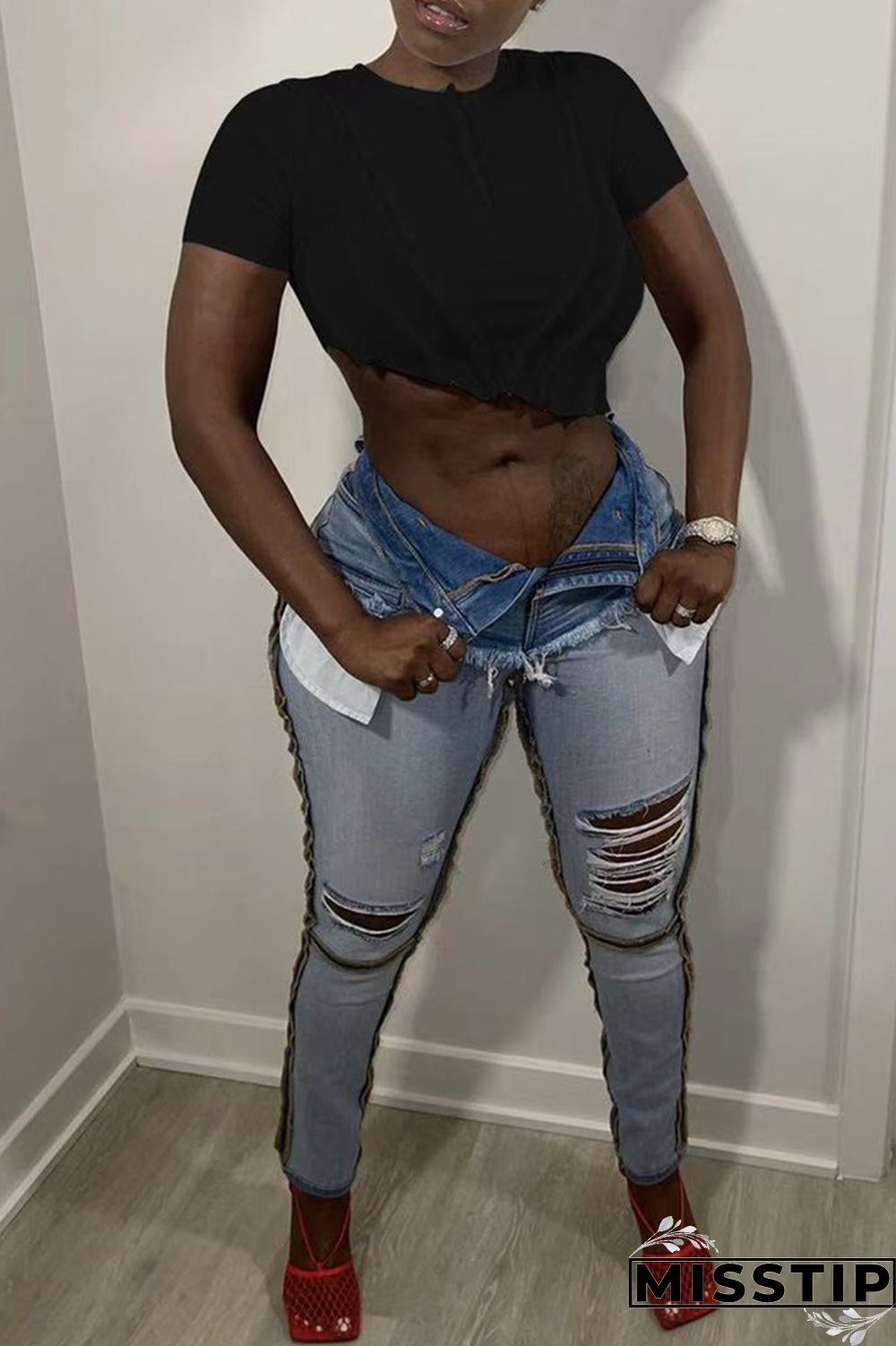 Rose Red Fashion Casual Solid Asymmetrical O Neck T-Shirts