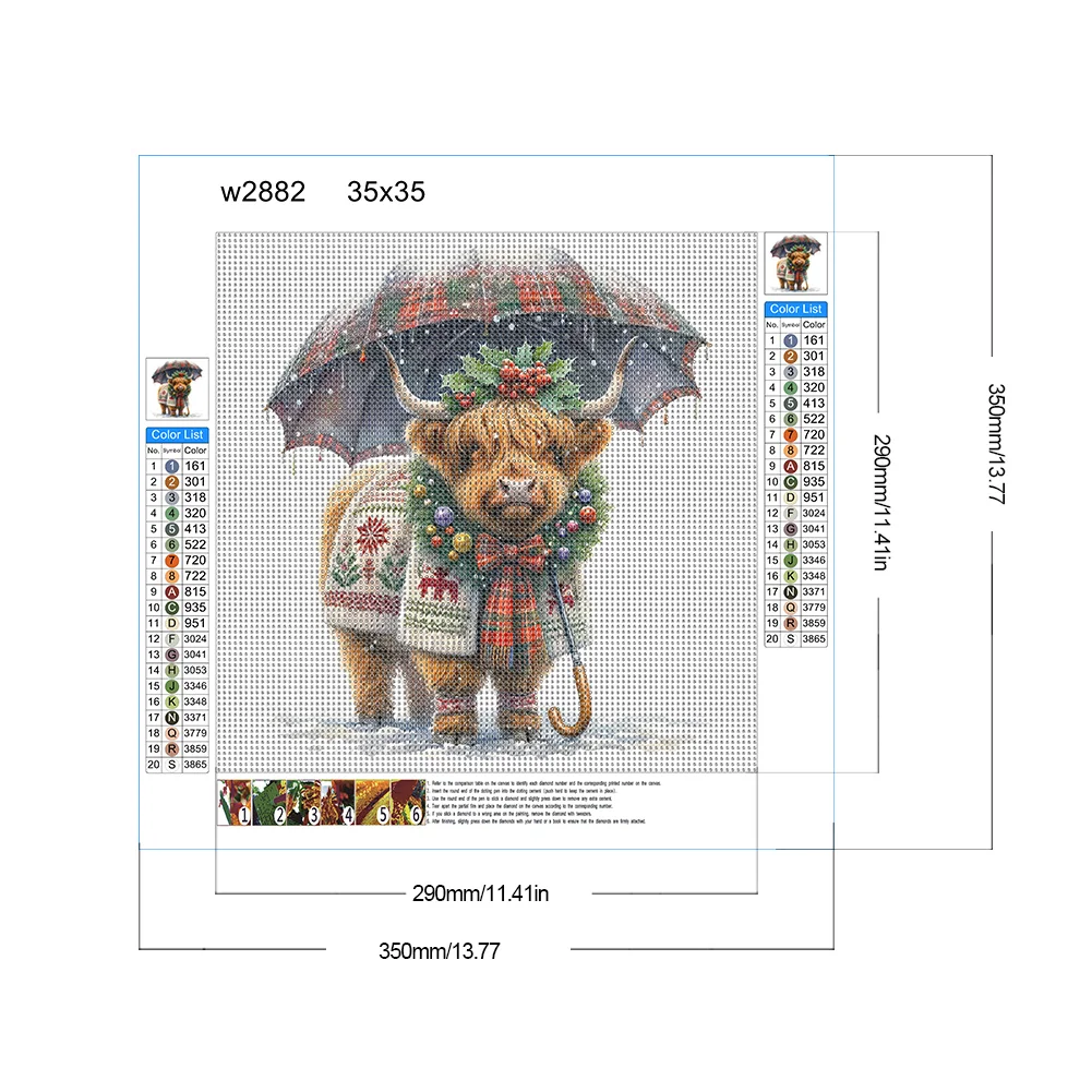 Diamond Painting - Full Round Drill - Highland Cattle(Canvas|35*35cm)