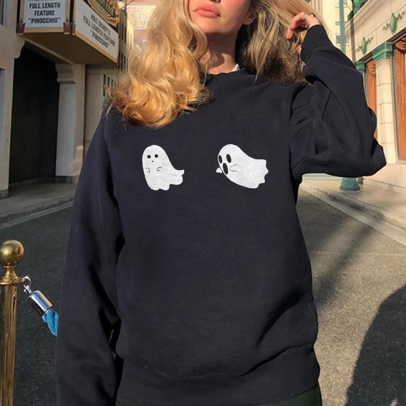 Cute And Fun Halloween Ghost Print Sweatshirt - Krazyskull