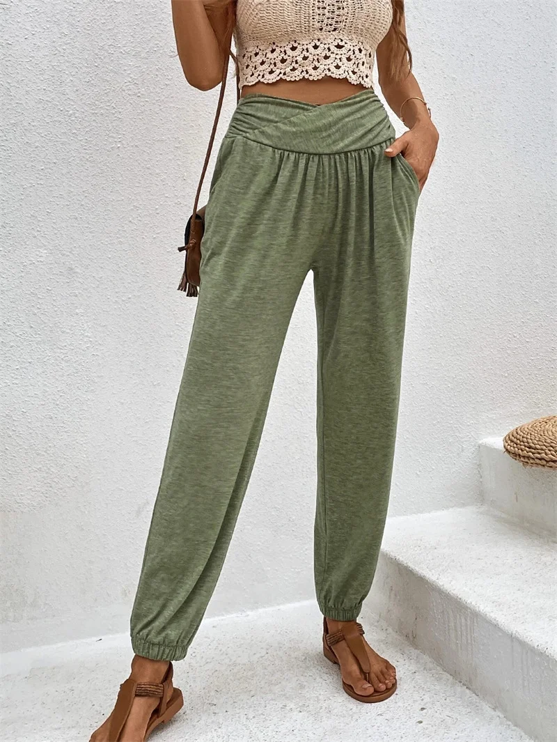 Nigikala Nigikala 2025 Women's Home Trousers Temperament Casual Loose Bag High Waist Girded Trousers Women