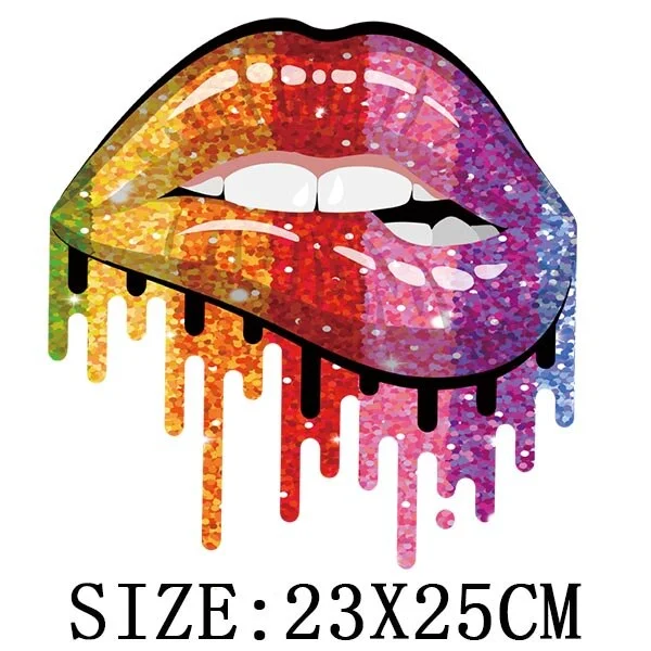 Beautiful Lip Thermal Stickers On T-shirt DIY Washable Patches On Clothes Sex Design  Iron On Transfers On Hoodies Bag Appliqued