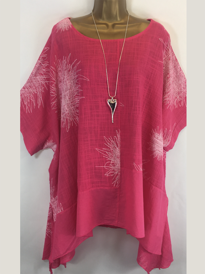 Half Sleeve Floral-Print Casual Blouse