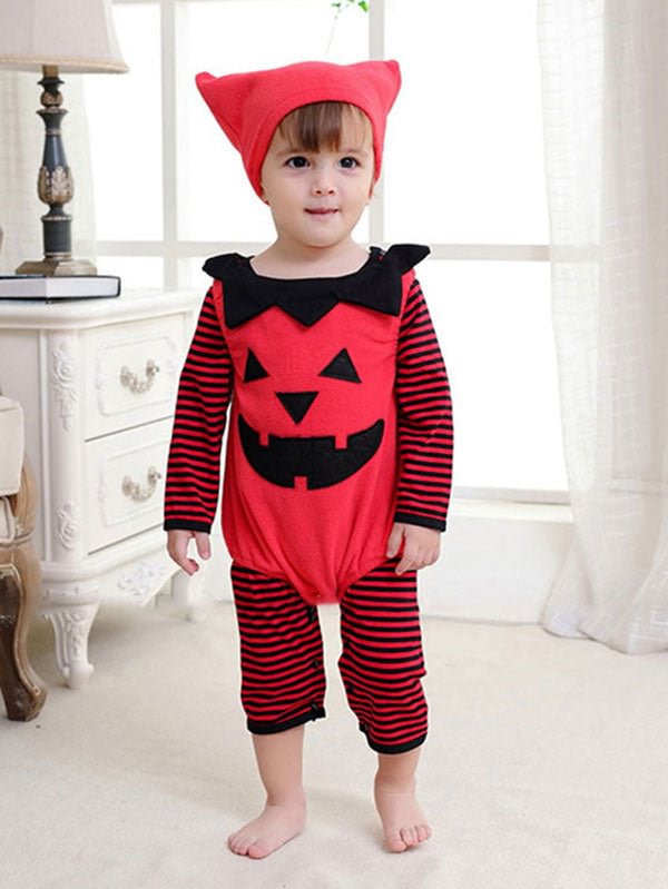 Infant Toddler Halloween Jumpsuit Outfit Pumpkin Costume-elleschic