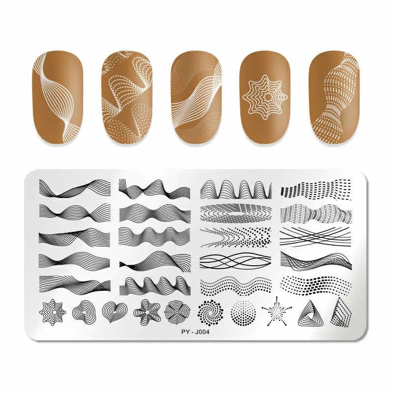 PICT YOU Stamping Plates Kits Striped Line Flowers Stamp Plate Tropical Geometry Lace Halloween Pumpkin Nail  Image Plate-Nail Inspo