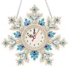 Acrylic Special Shape Xmas Snowflake Diamond Pearl Painting Clock Handicraft Hanging Kit