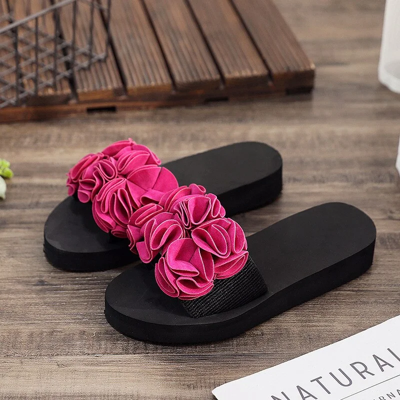 2021  Women Bow Summer Sandals Slipper Indoor Outdoor Flip-flops Beach Shoes New Fashion Female Casual flower Slipper gift