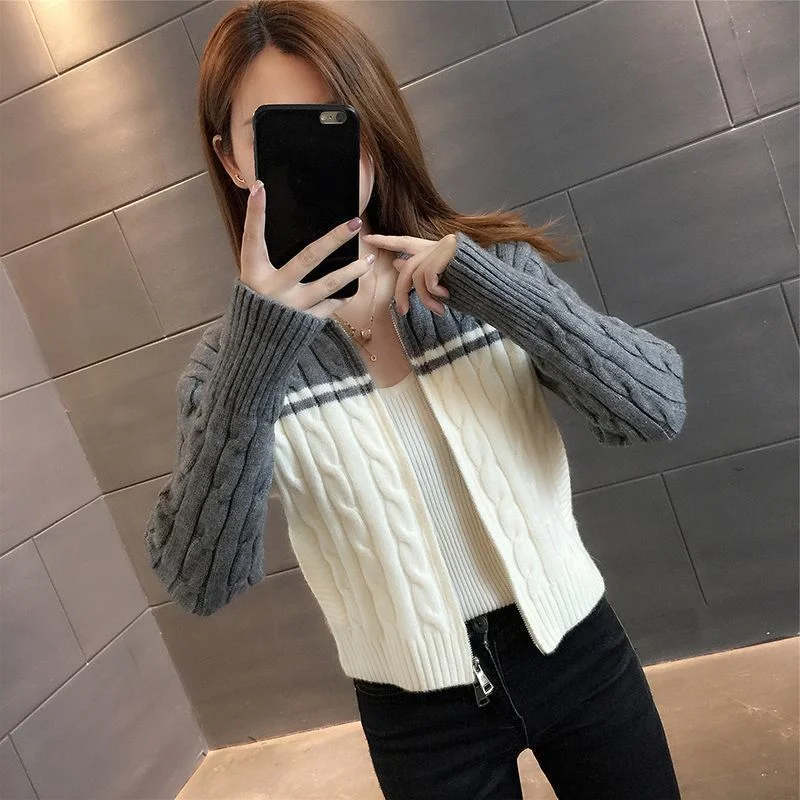 Toloer Toloer Short Sweater Cardigan Female 2024 Spring And Autumn New Temperament Lapel Twist Knitting Small Coat Tide-Outfit Ideas