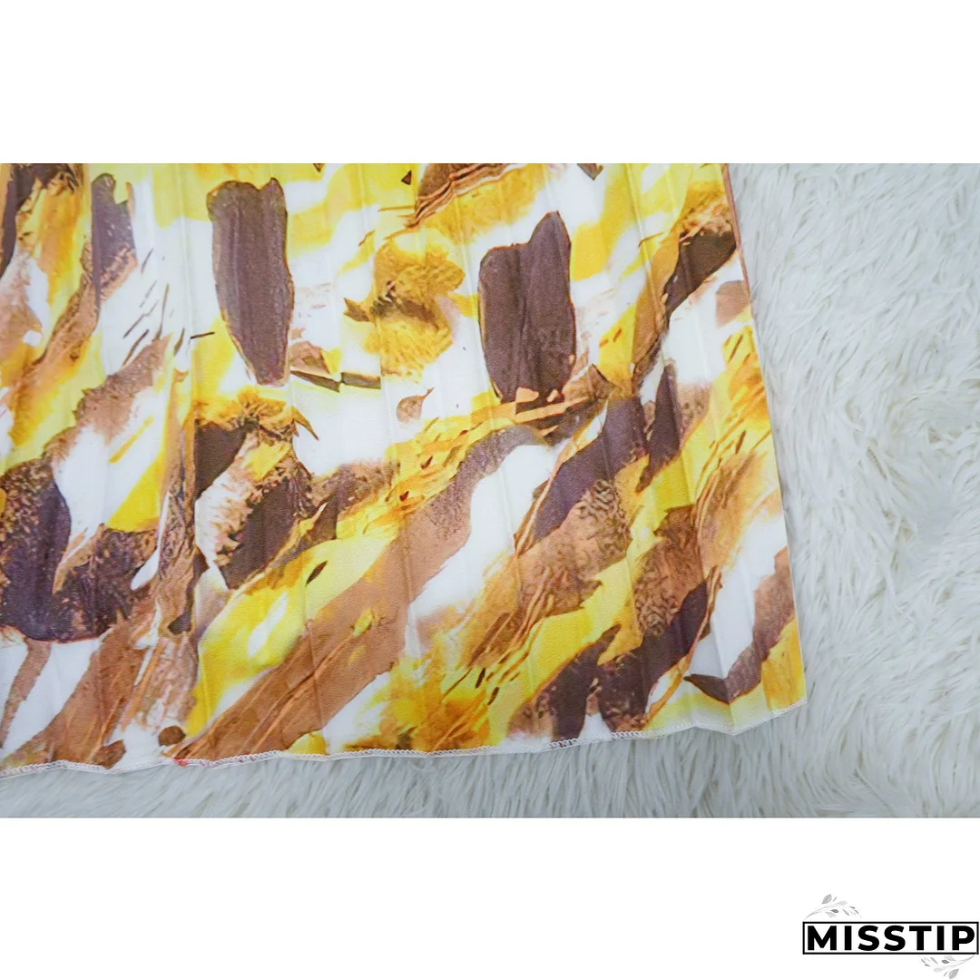 Women Lantern Long Sleeve Top and Wide Leg Pants Printed Casual Two-piece Set