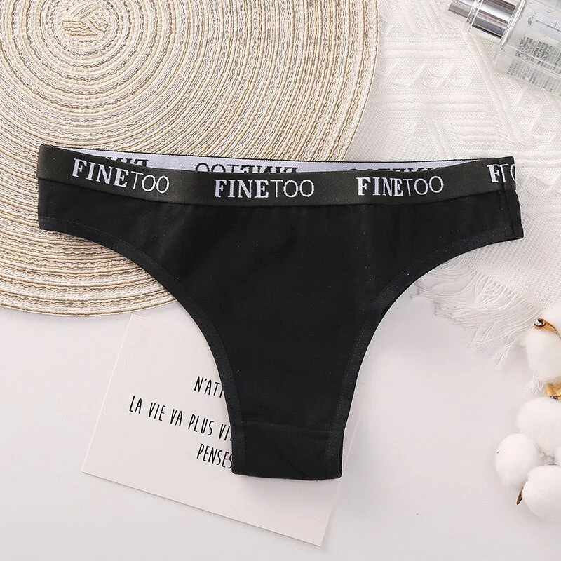 FINETOO Women Letter Underwear Cotton Brazilian Panties Girls Soft Underpants Lady Low-Rise Panty Female Lingerie Cotton Panties