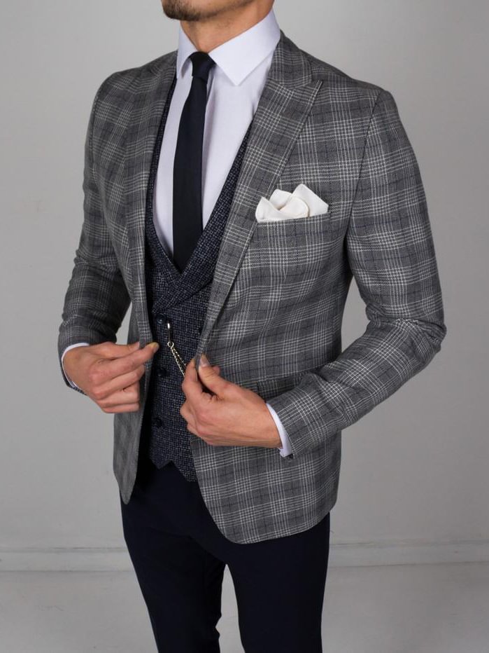 Gray Plaid Blazers