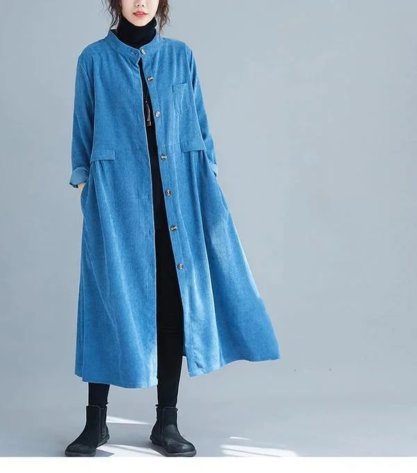 long sleeve plus size corduroy vintage for women casual loose autumn winter elegant shirt dress clothes