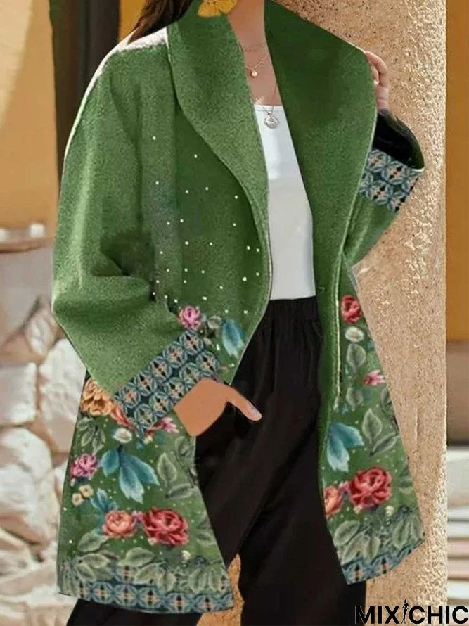 Floral Lapel Loosen Outerwear