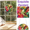 (18.5cm)DIY Acrylic Jigsaw Puzzle Window Hanging with Hanging Chain DIY Stained Glass Decoration Round Window Puzzle Decor for DIY Craft Project (Flower Bird)