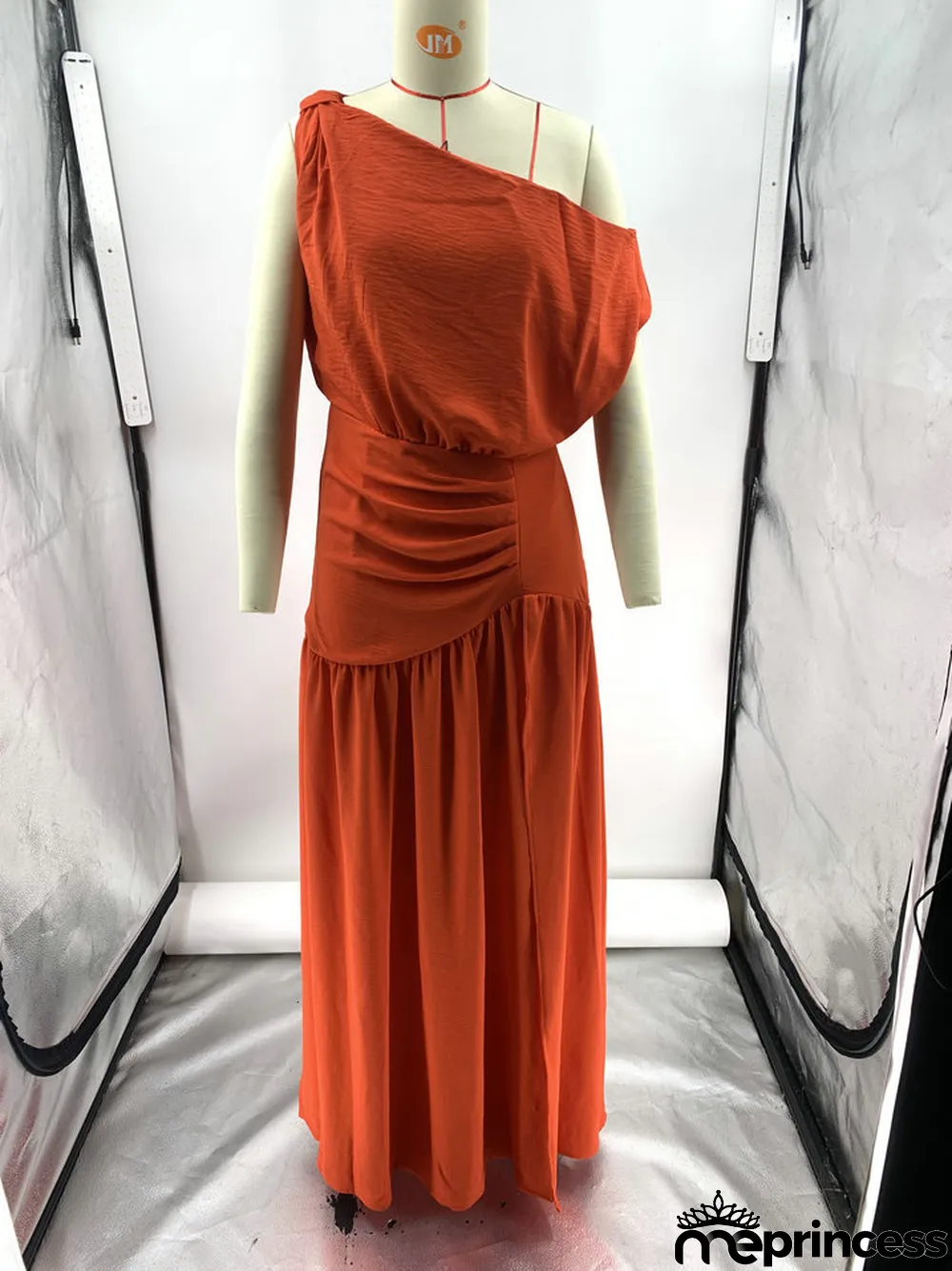 Solid Sexy Slash Shoulder Off-Shoulder Slim Waist Slit Gown Dress