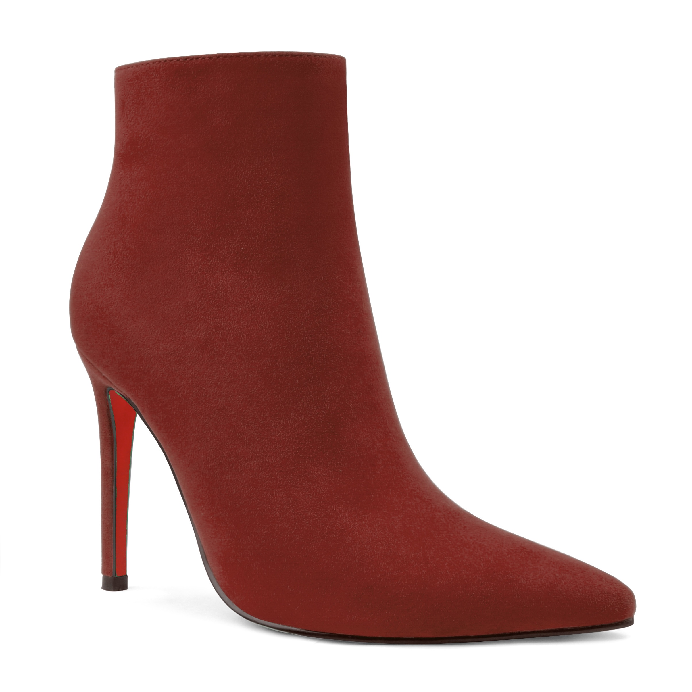 Women's Closed Pointed Toe Chain Studded Stiletto Ankle Boots Red Bottom Heels-MERUMOTE