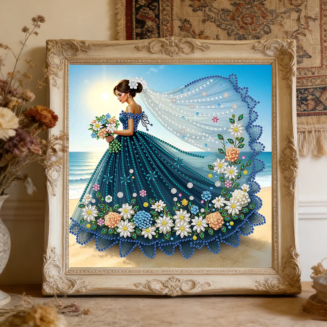 Diamond Painting - Partial Special Shaped Drill - Ocean Floral Gown(Canvas|30x30cm)