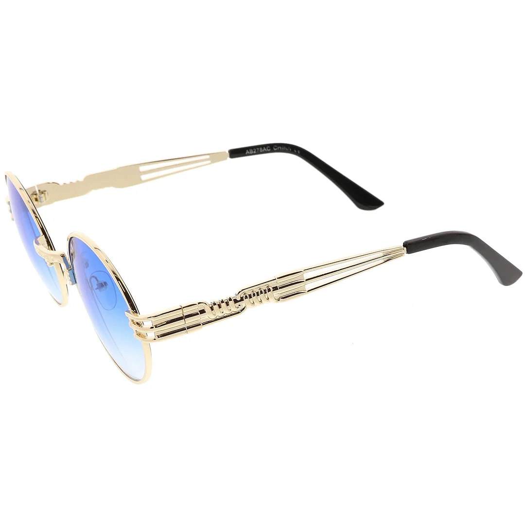 Steampunk Inspired Oval glasses Unique Engraved Metal Detail Color Tinted Lens 60mm