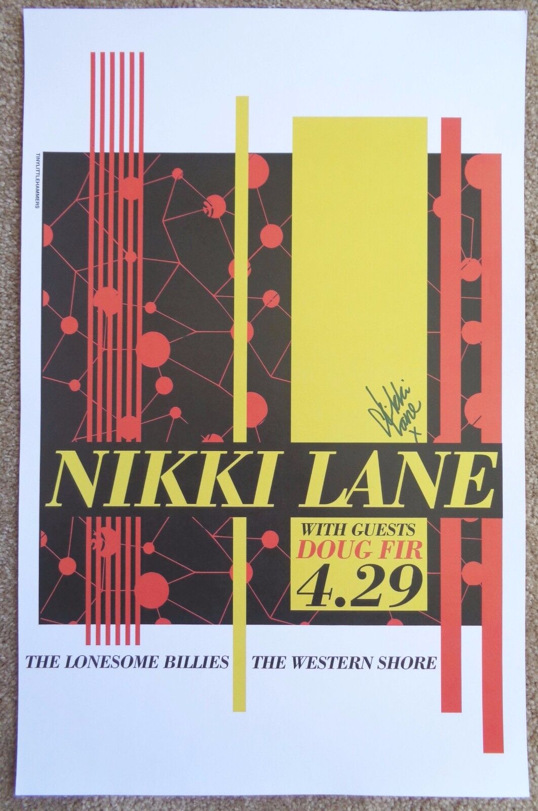 Signed NIKKI LANE Gig POSTER In-Person w/proof Autograph Concert