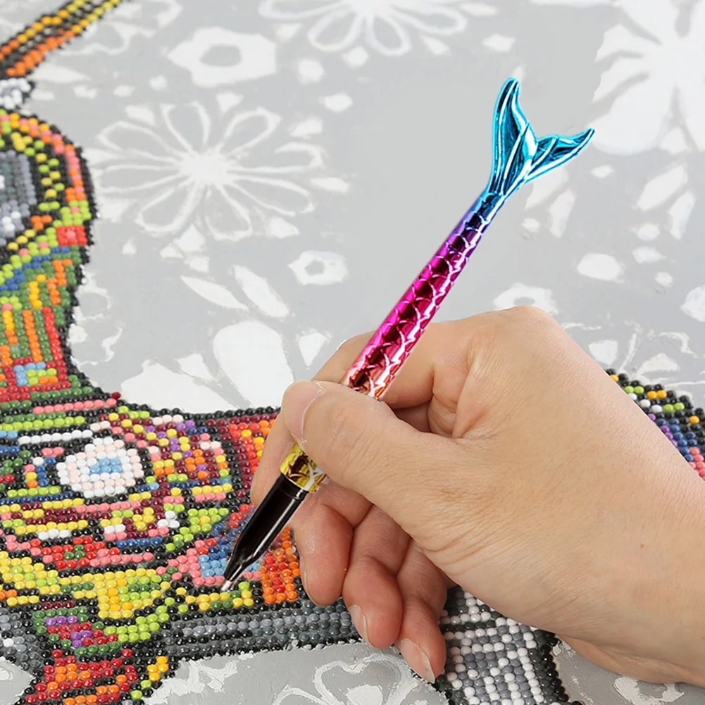 Point Drill Pen Diamond Painting DIY Fish Tail Rhinestone Craft Tool (Blue)