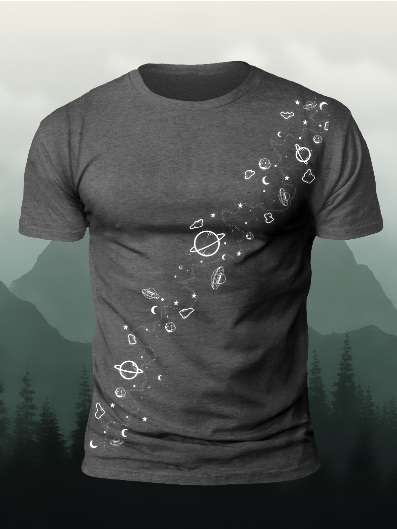 Men's Universe Solar System Print Short-Sleep T-shirt