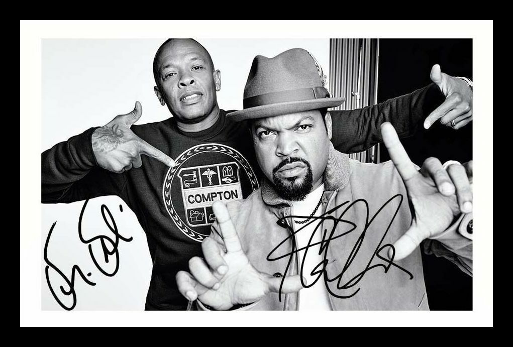 Dr Dre & Ice Cube Autograph Signed & Framed Photo Poster painting